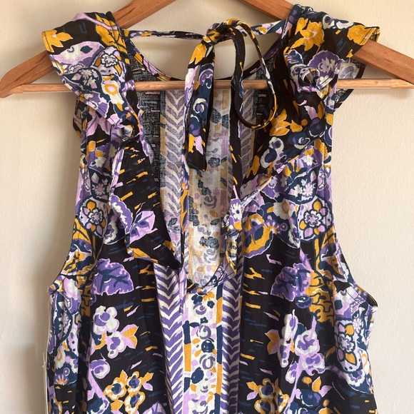 Free People NWT Women's Summer in Tulum Tunic Shirt Top Purple Floral Size Small - Picture 9 of 15
